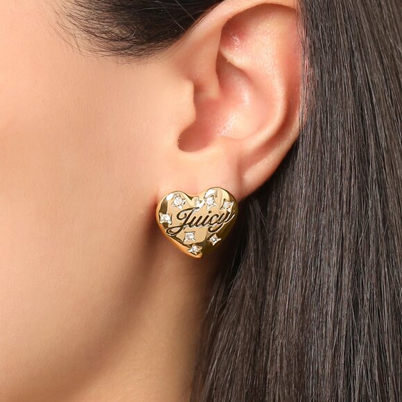 Juicy Couture Crystal-Embellished Heart Stud Earrings - Picture 1 of 5
